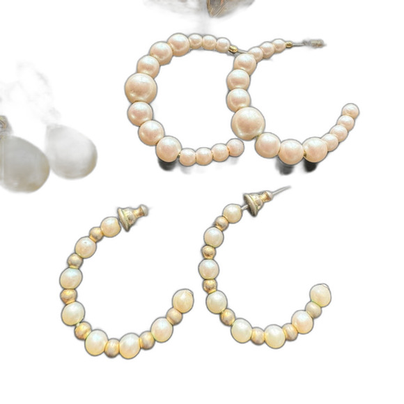 9 Pair of Earrings Lot Mixed of Faux Pearl and Mother of Pearl Pierced - Picture 7 of 9